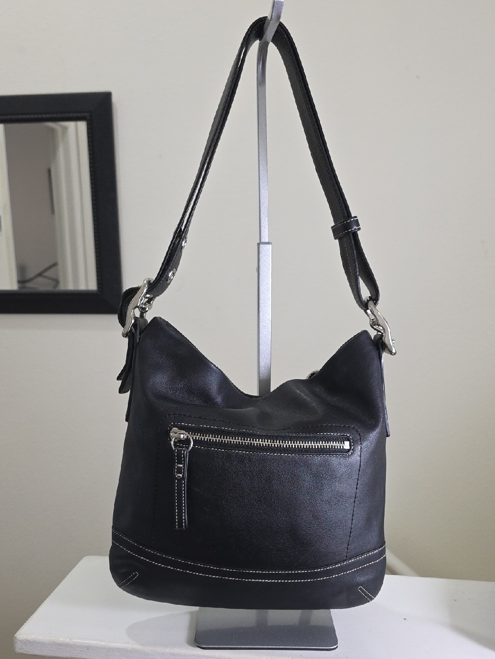 COACH 1415 Vintage 2004 Legacy Slim Black/Silver Smooth Leather Crossbody EUC - Picture 9 of 17